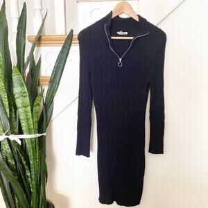 Cooperative navy blue zip front sweater dress sz S